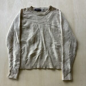 Vintage Tarleton Sweater Mens Large Beige Shetland Wool Crewneck Tight Knit